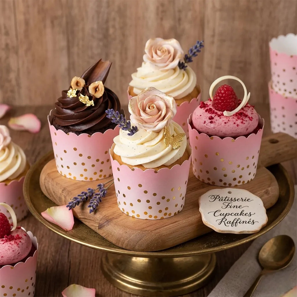 Caissette Cupcake Rose Dégradé à Pois