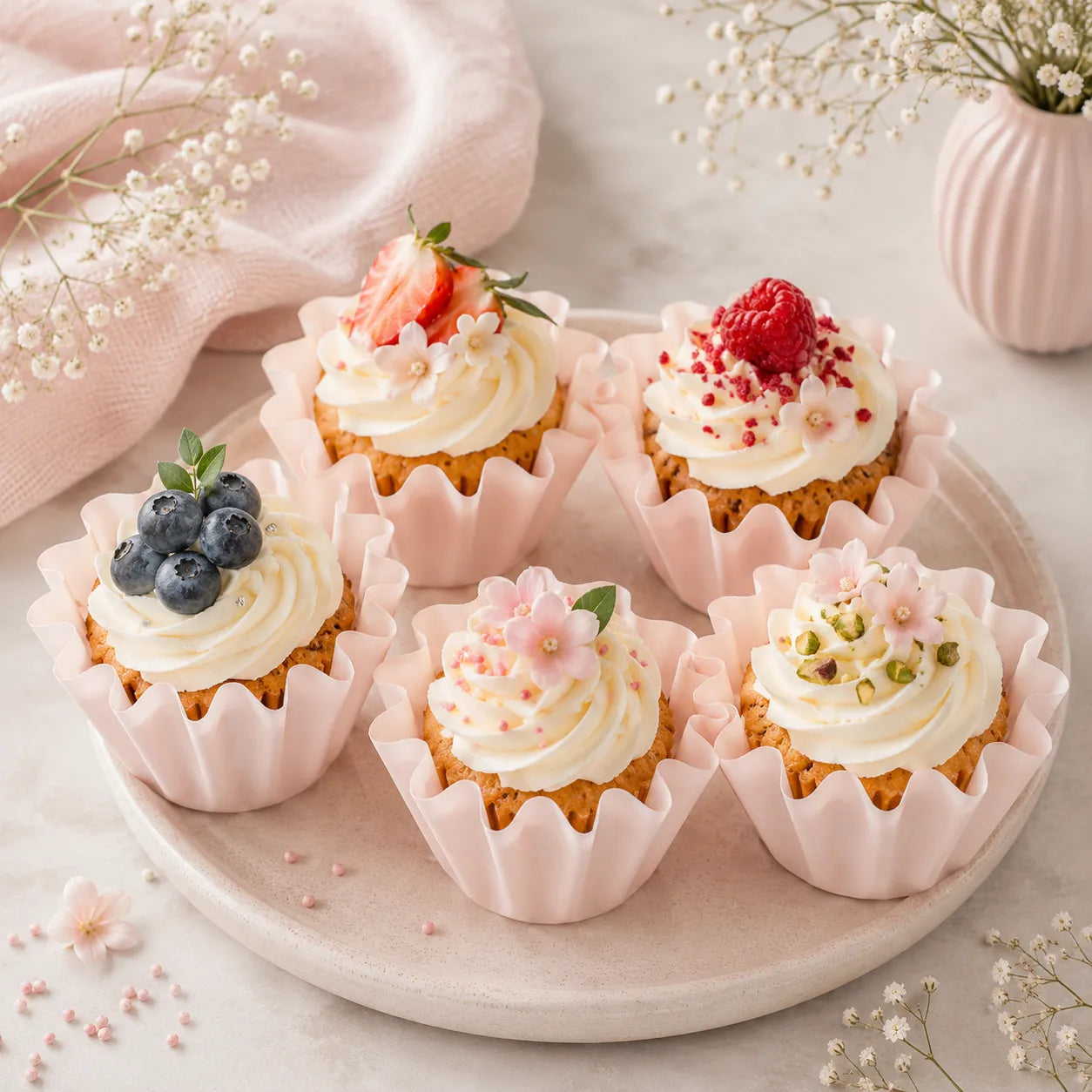 Caissette Cupcake Rose Pastel 