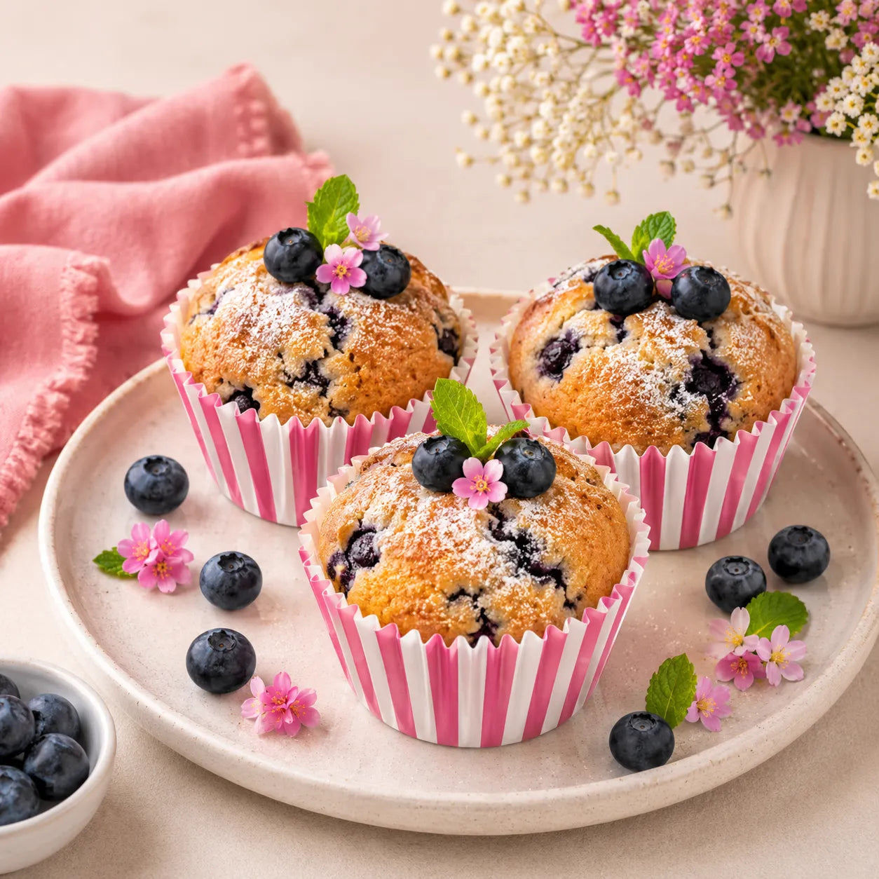 Caissette Cupcake Rose Rayée