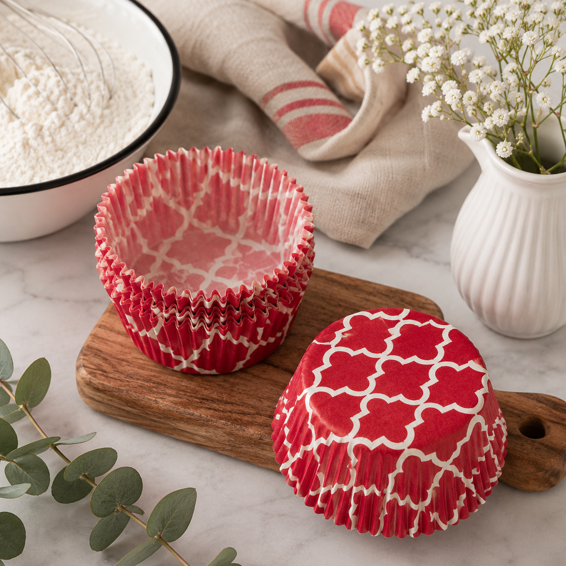 Caissette Cupcake Rouge Elégante Moderne