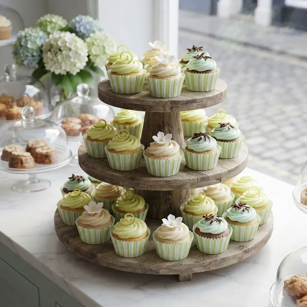 Caissette à Cupcake Vert et Blanc Résistant