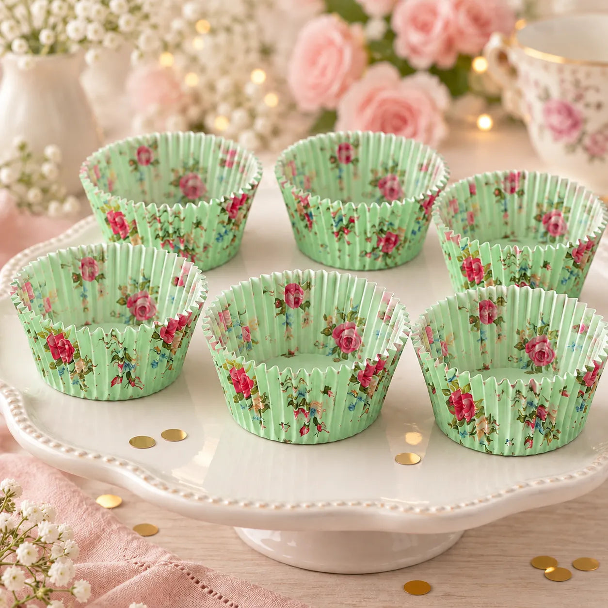 Caissette à Cupcake Vintage Fleurie retro