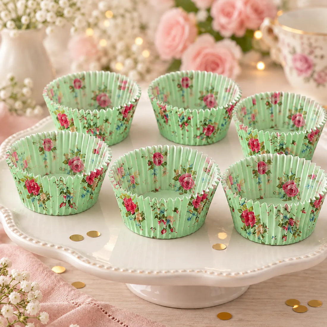 Caissette à Cupcake Vintage Fleurie retro