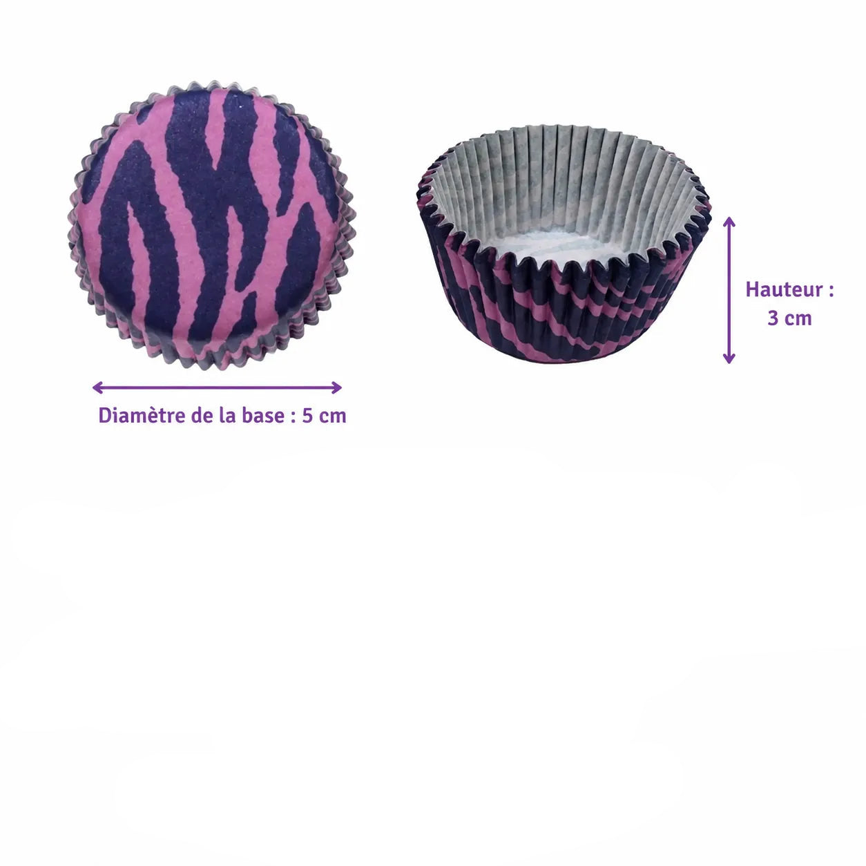 Caissette à Cupcake Violet Zèbre Moderne
