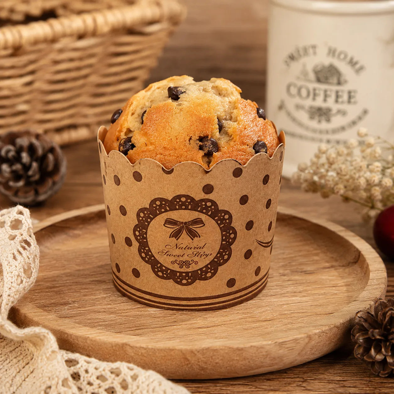 Caissette Cupcake en Kraft à Pois