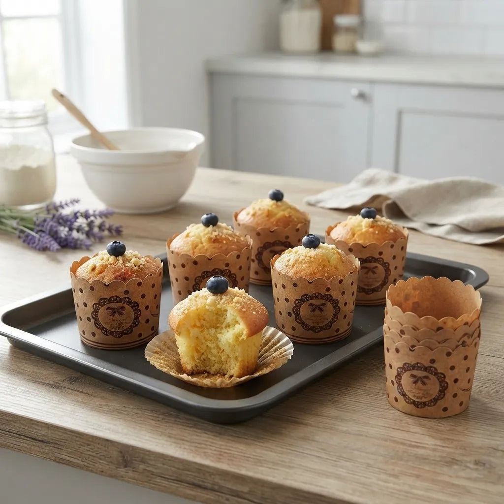 Caissette Cupcake en Kraft à Pois Résistant