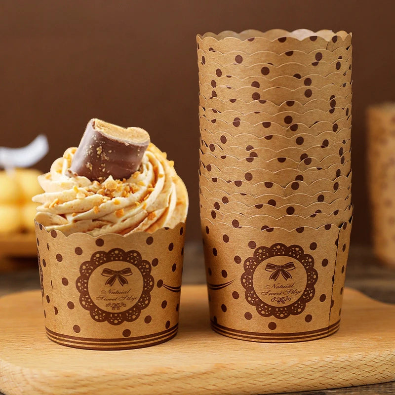 Caissette Cupcake en Kraft à Pois Unique