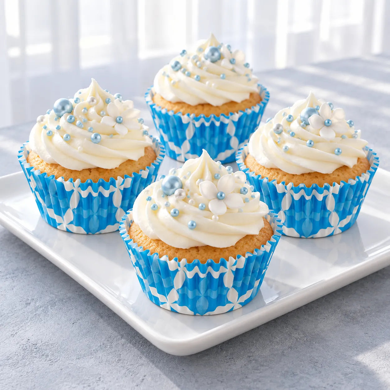 Caissette à Cupcake en Papier Bleu Résistant