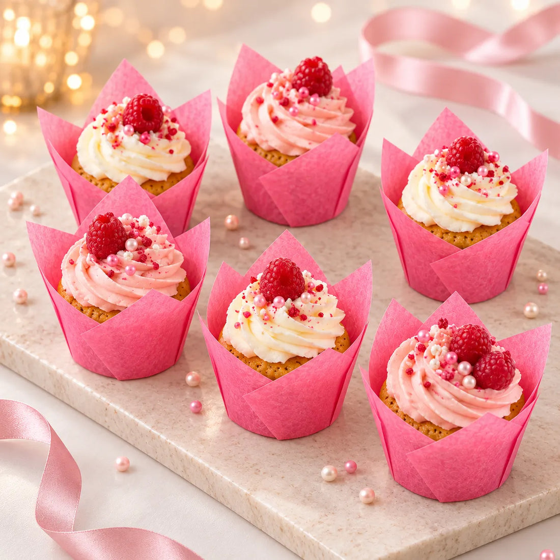 Caissette Cupcake en Papier Fuchsia douce