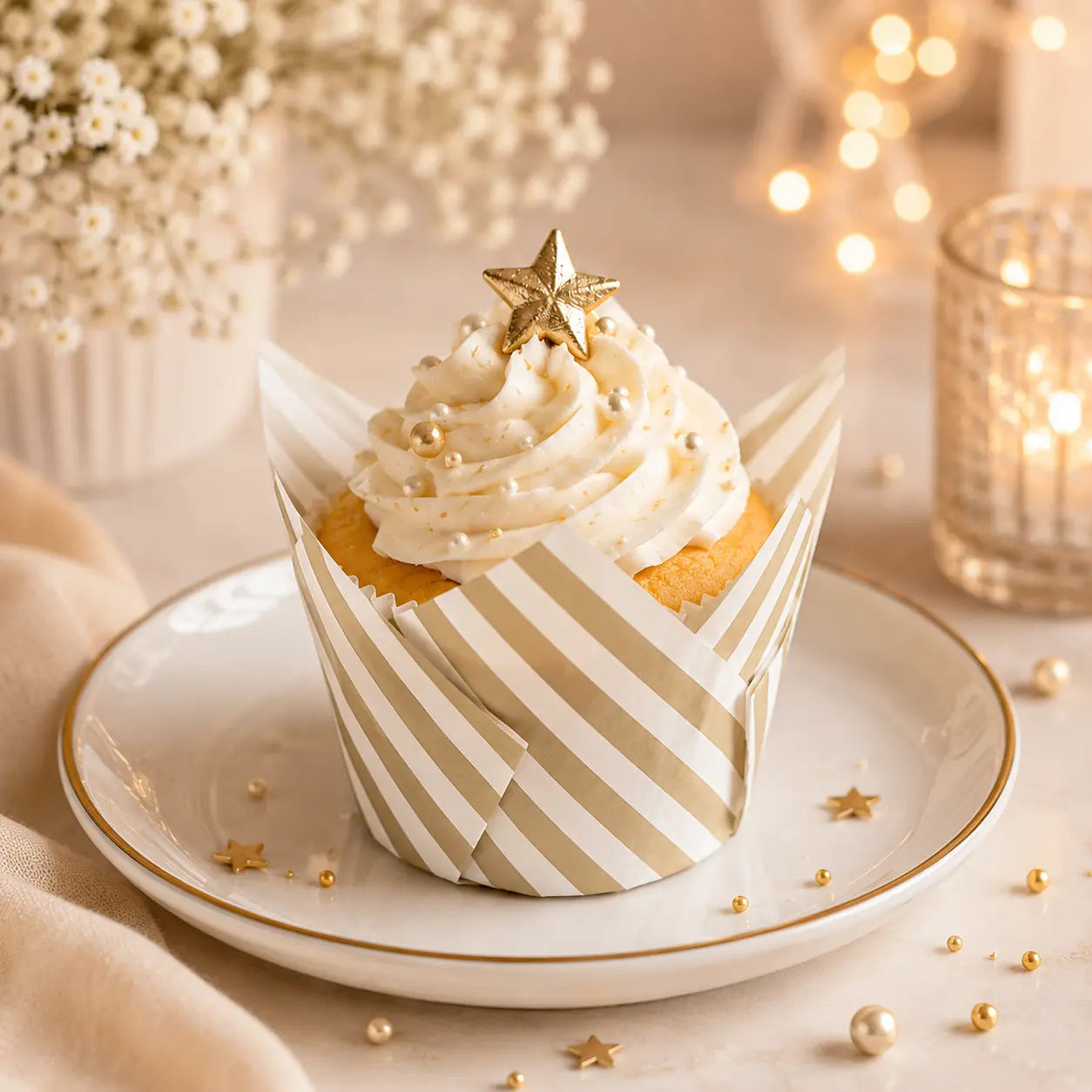 Caissette Cupcake en Papier Rayée chic