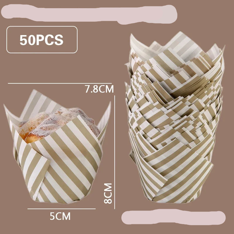 Caissette Cupcake en Papier Rayée moderne