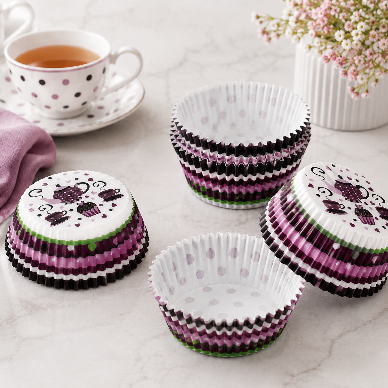 Caissette Cupcake en Papier Violet Design