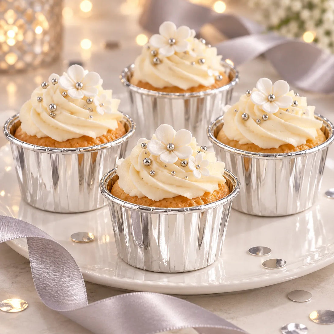 Caissette Muffin Argentée chic