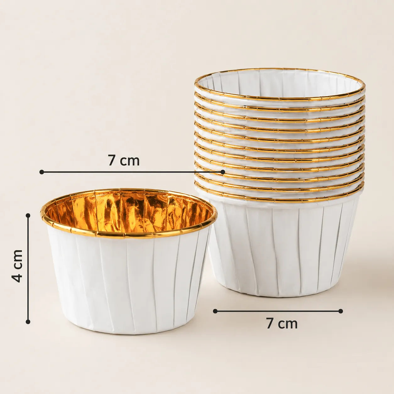 Caissette Muffin Blanc et Doré Chic