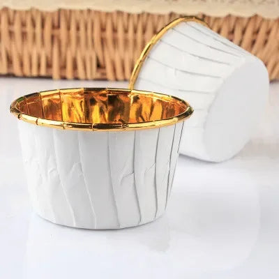Caissette Muffin Blanc et Doré Festif