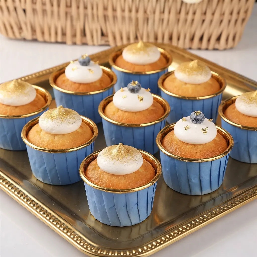 Caissette Muffin Bleu et Doré Résistant