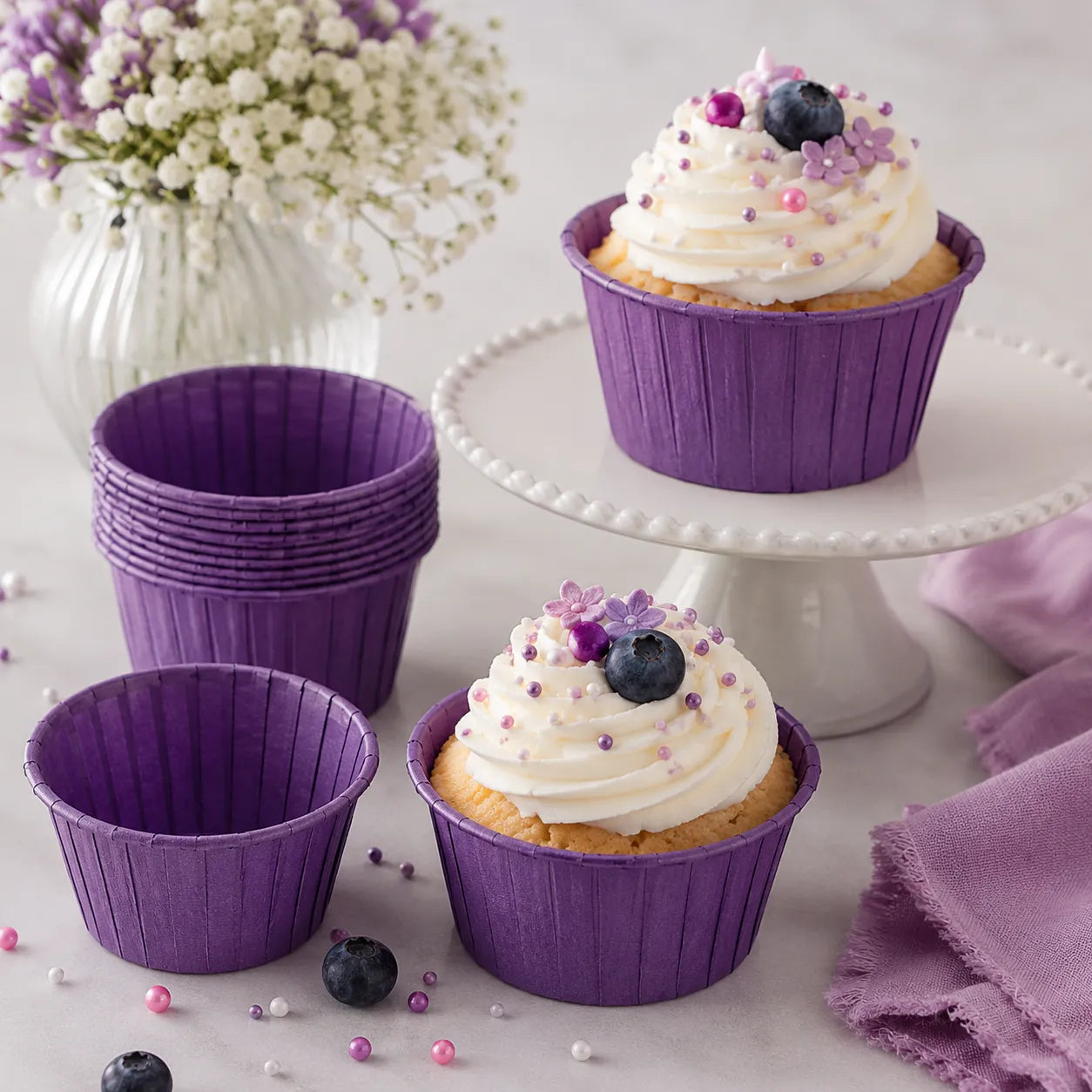 Caissette Muffin En Papier Violet élégante