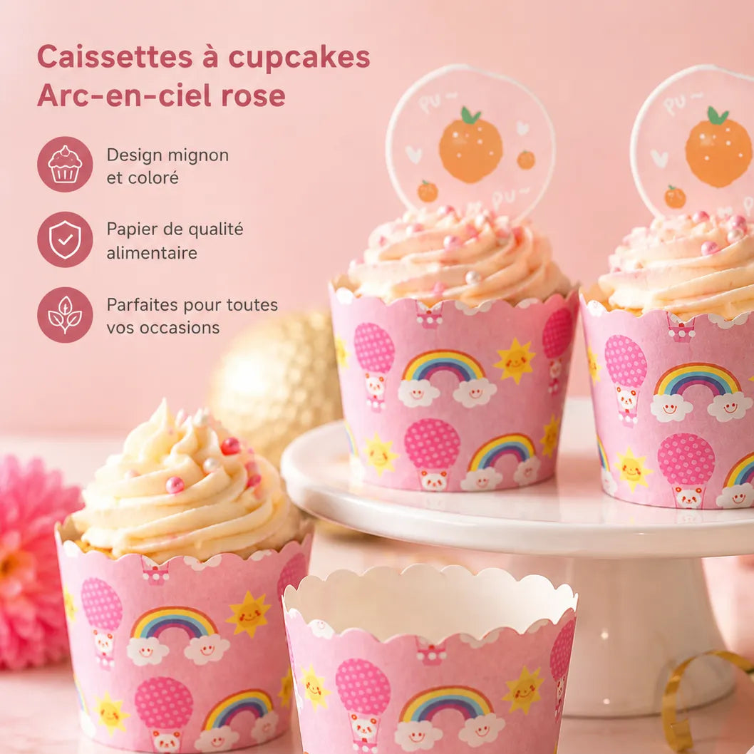 Caissette à Muffin à Motifs Arc-en-ciel Festif