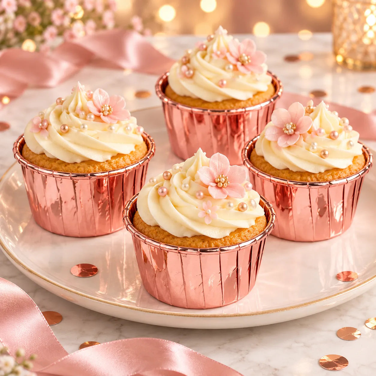 Caissette Muffin Rose Gold classe