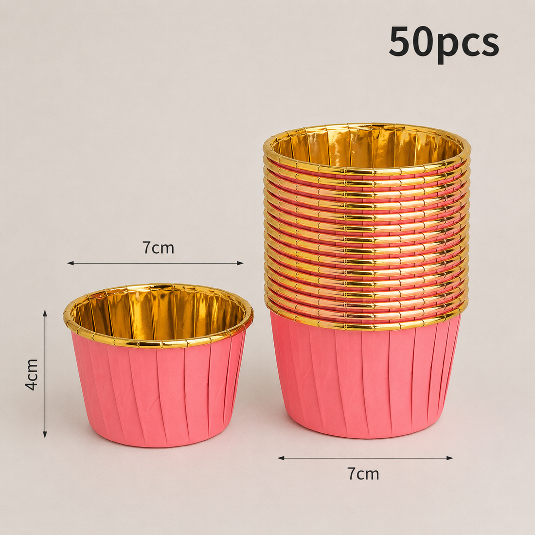 Caissette à Muffin Rouge et Doré 50 Pièces