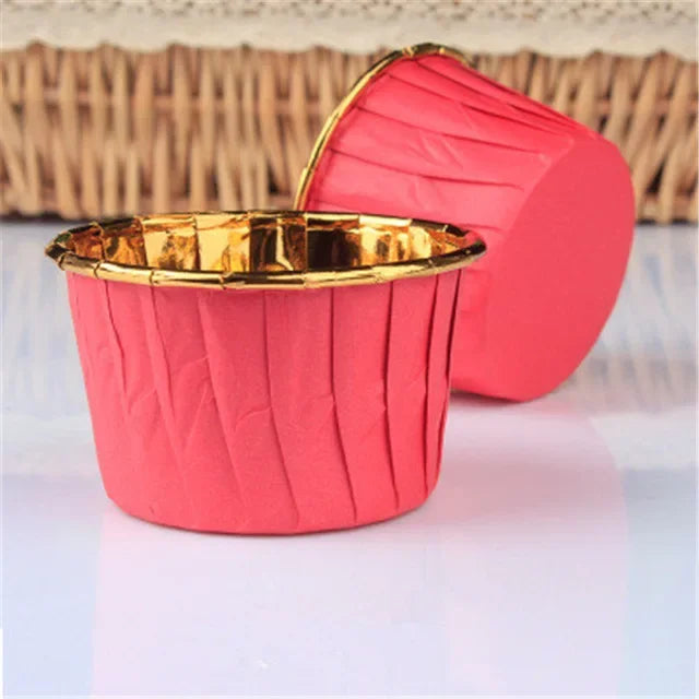 Caissette à Muffin Rouge et Doré Design