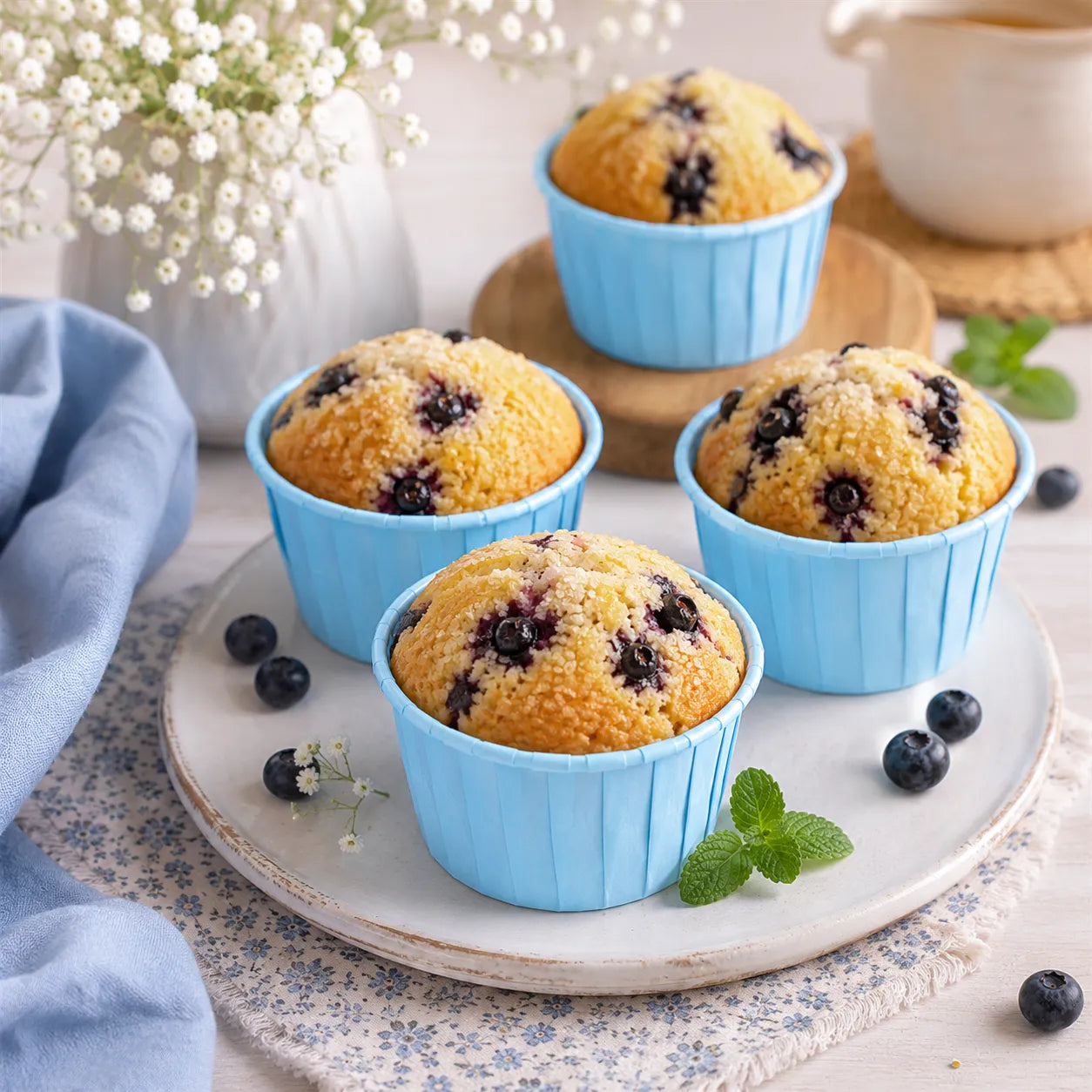 Caissette Muffin en Papier Bleu 