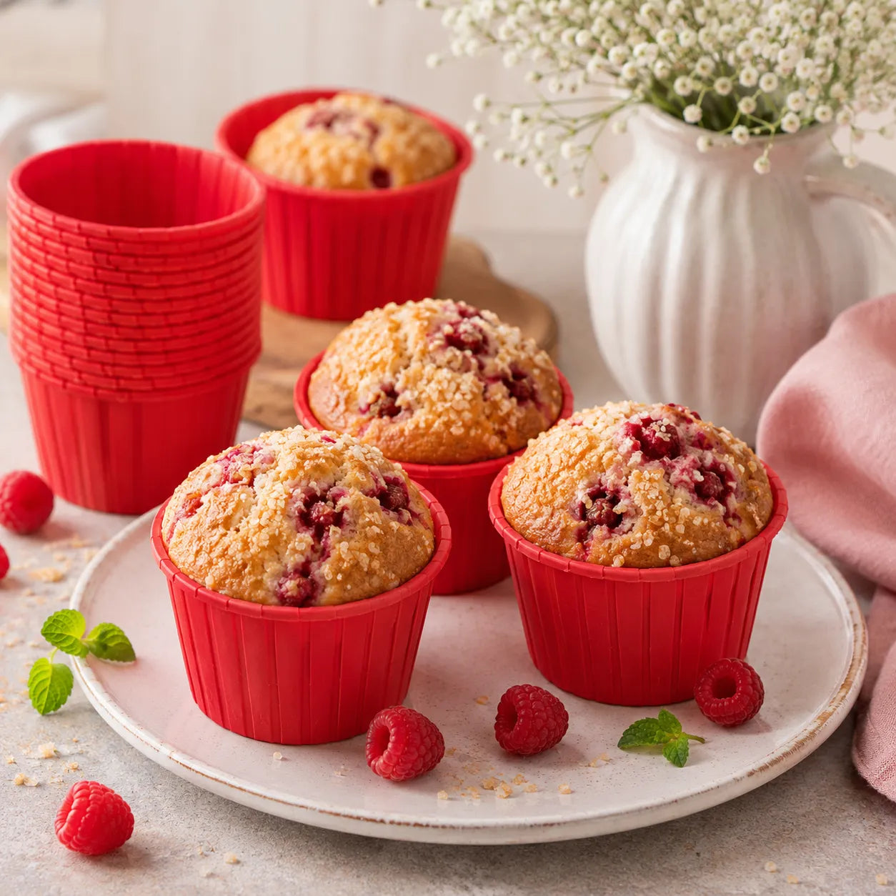 Caissette Pour Muffin en Papier Rouge 