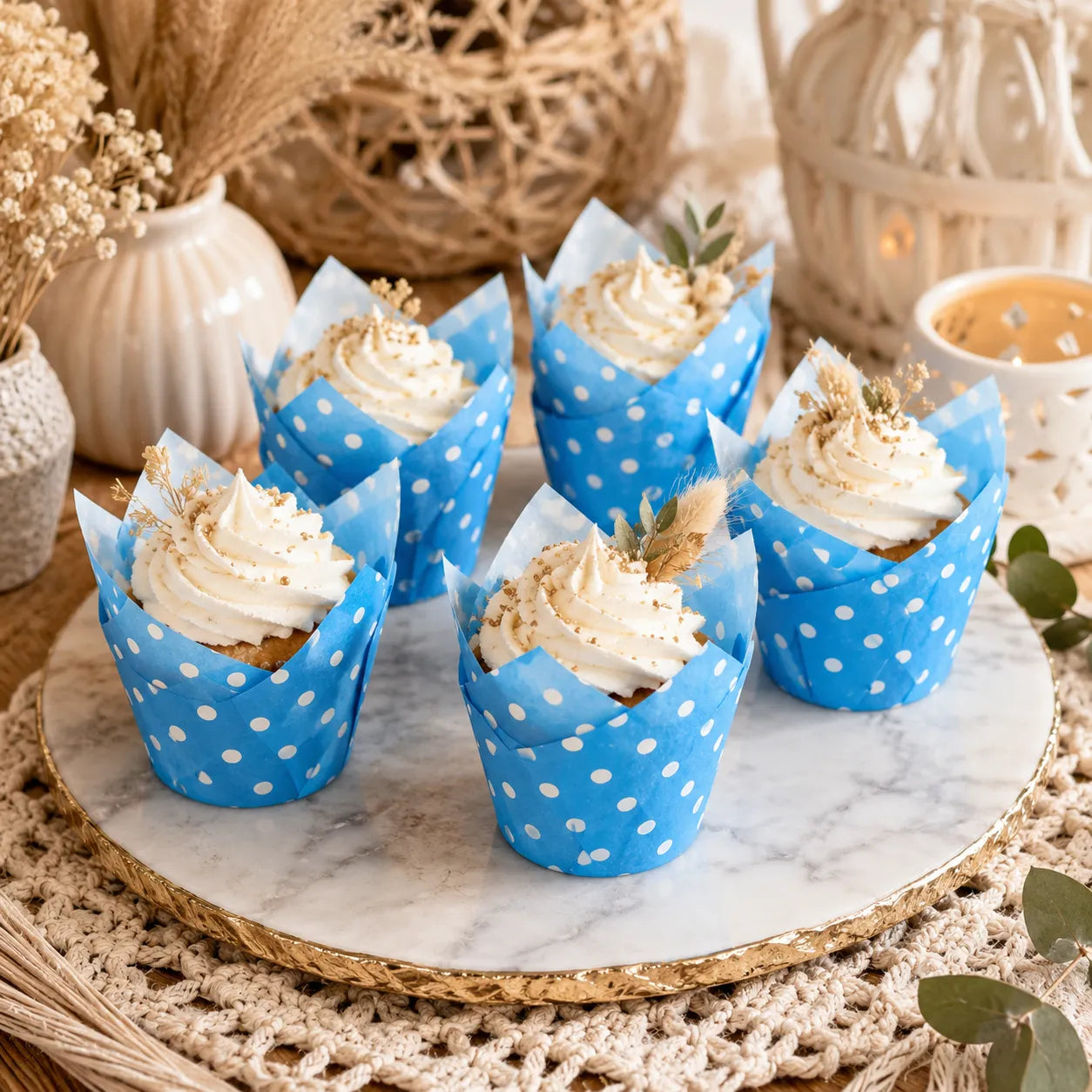 Caissette pour Cupcake Bleu à Pois
