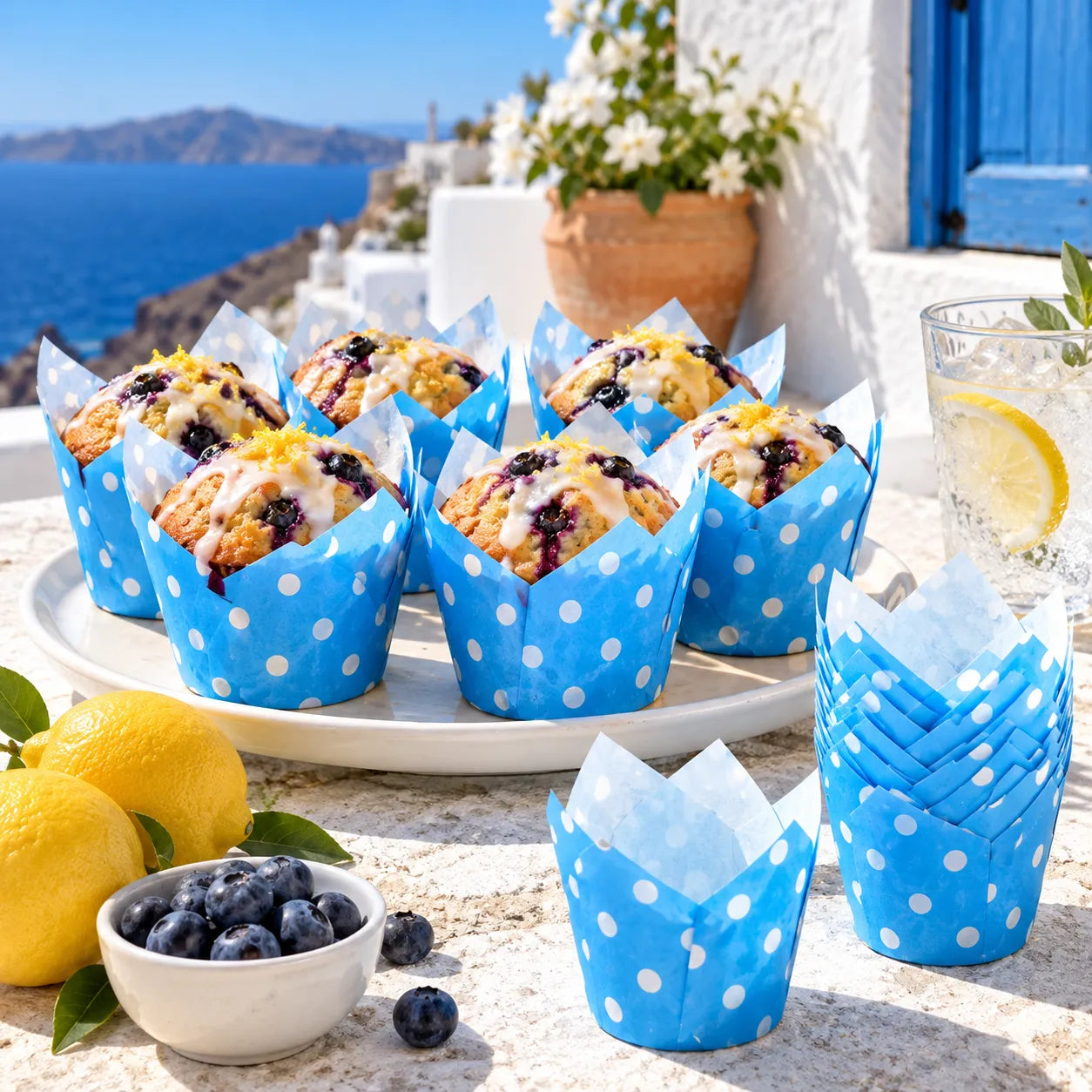 Caissette pour Cupcake Bleu à Pois Doux