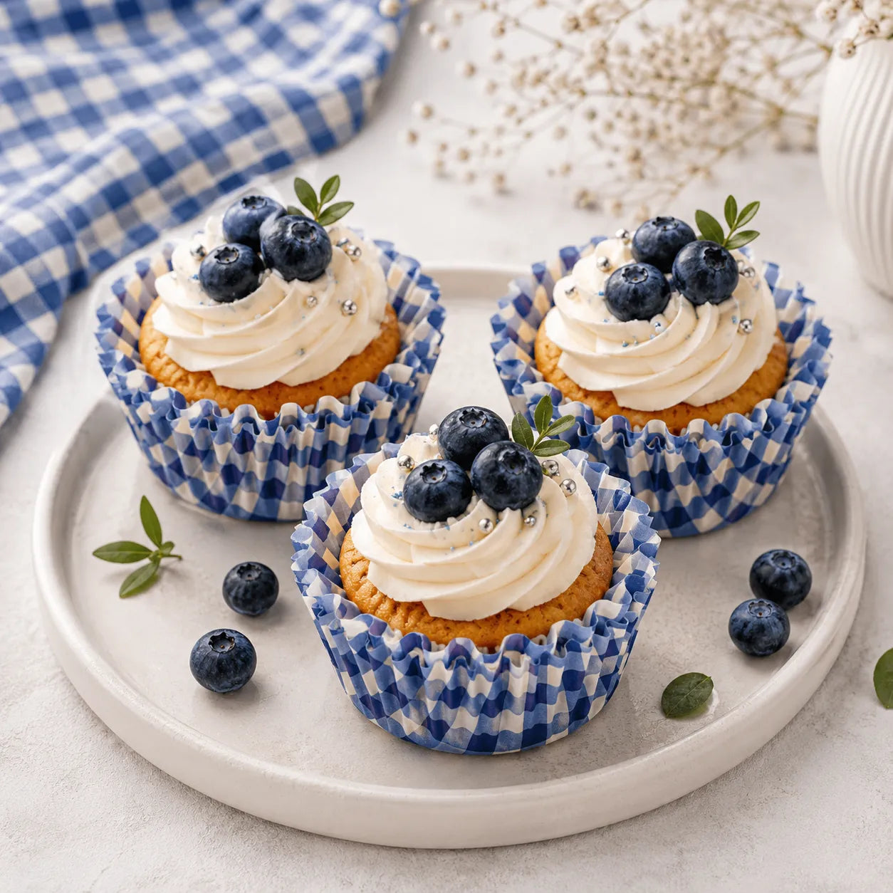 Caissette pour Cupcake Carreaux Bleu 