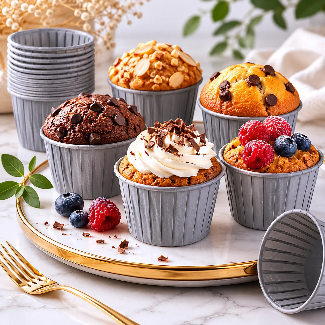 Caissette pour Muffin en Papier Gris