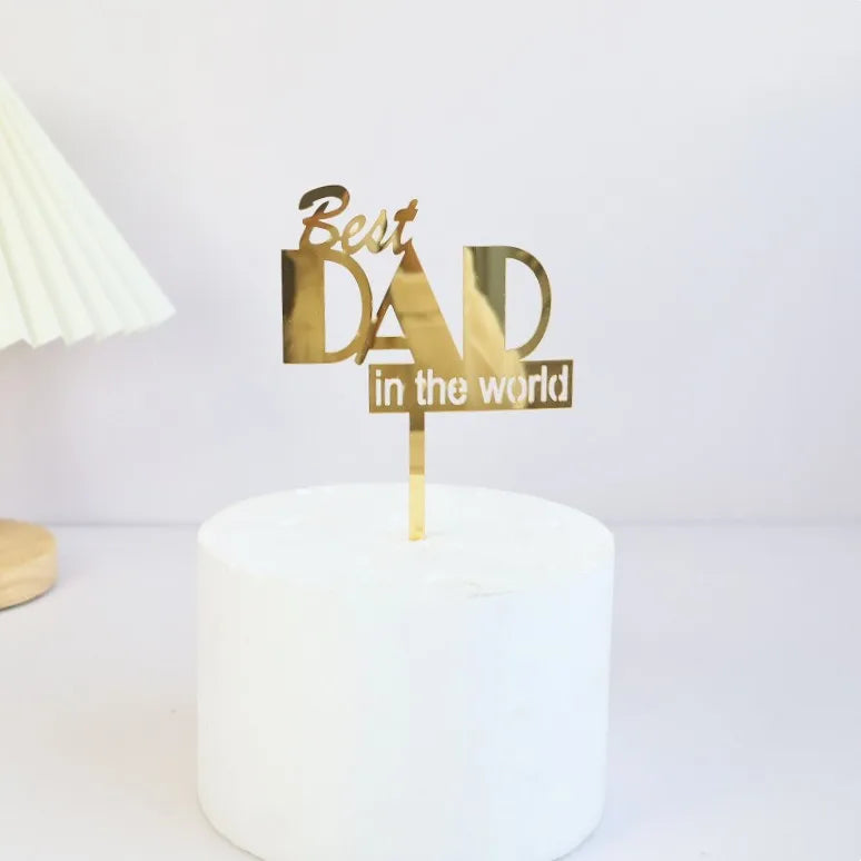 Cake Topper Best Dad in the World chic