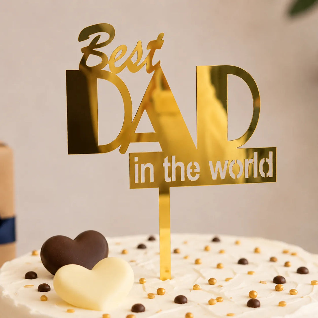 Cake Topper Best Dad in the World raffiné
