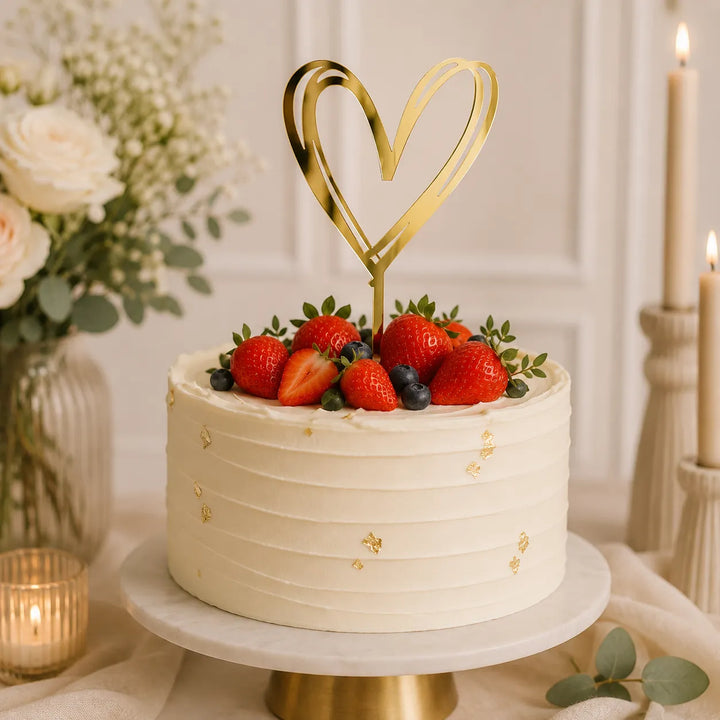 Cake Topper Cœur Doré Epuré
