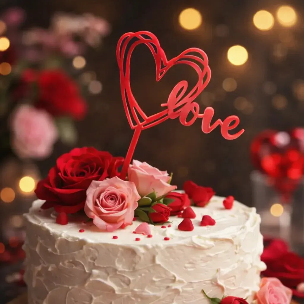 Cake Topper Cœur Love Rouge
