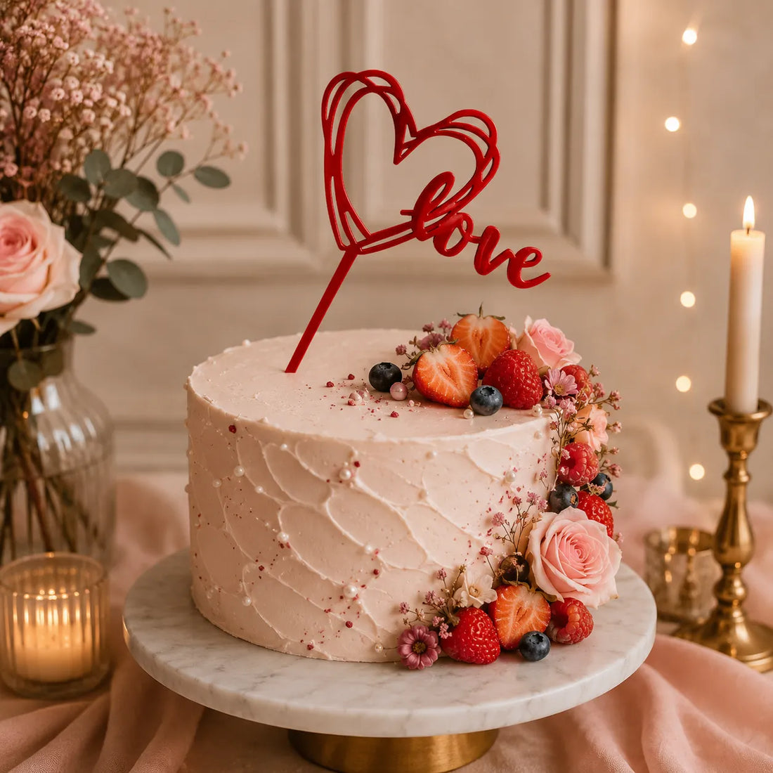 Cake Topper Cœur Love Rouge Unique