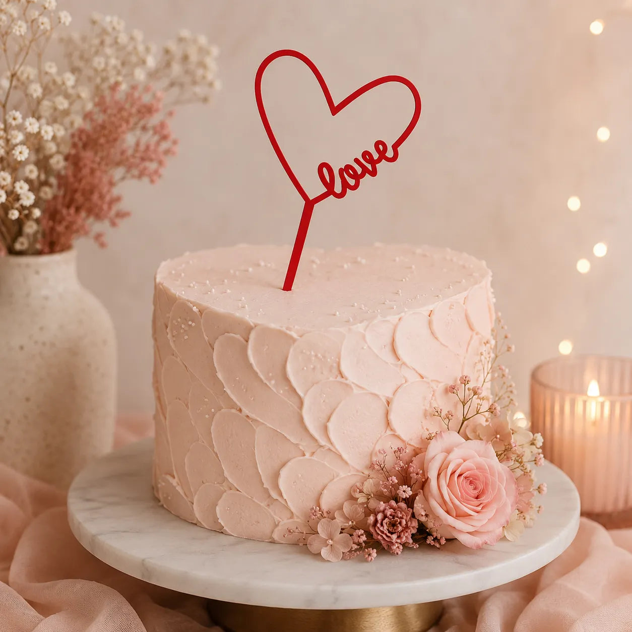 Cake Topper Cœur Rouge
