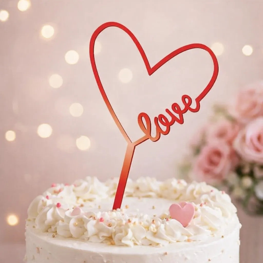 Cake Topper Cœur Rouge Unique