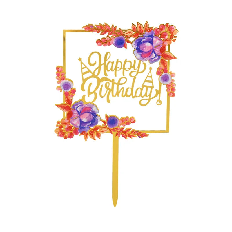 Cake Topper Carré Anniversaire Chic
