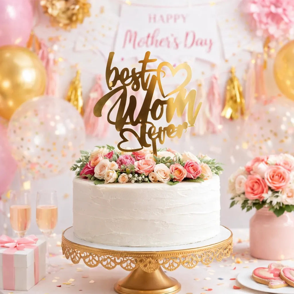 Cake Topper Doré Best Mom