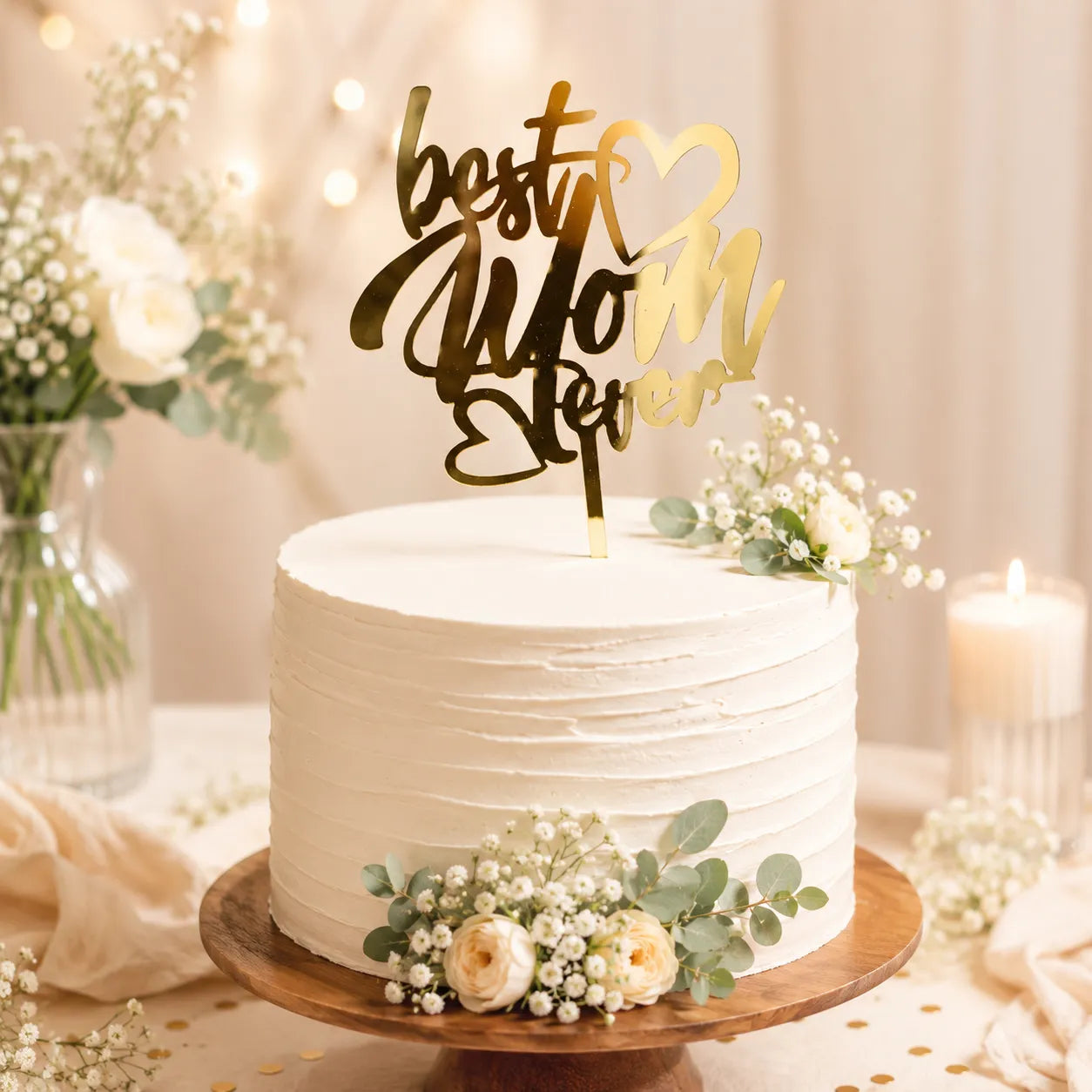 Cake Topper Doré Best Mom Unique
