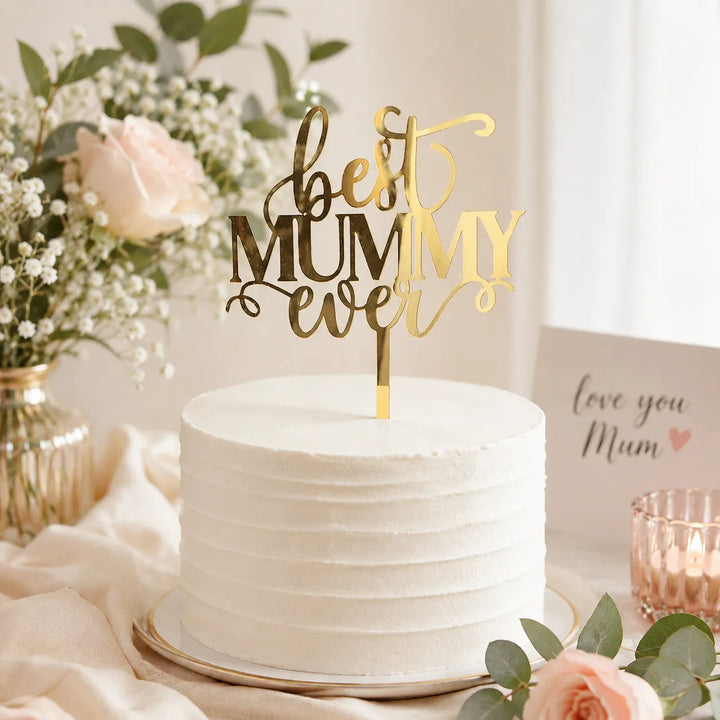 Cake Topper Doré Best Mommy Ever