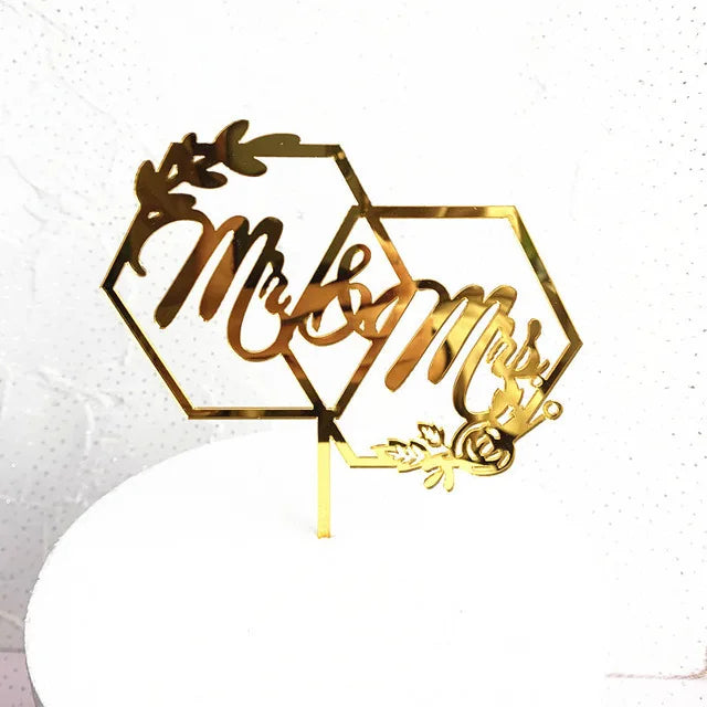 Cake Topper Doré Mr & Mrs Chic