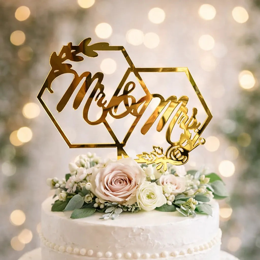 Cake Topper Doré Mr & Mrs Unique