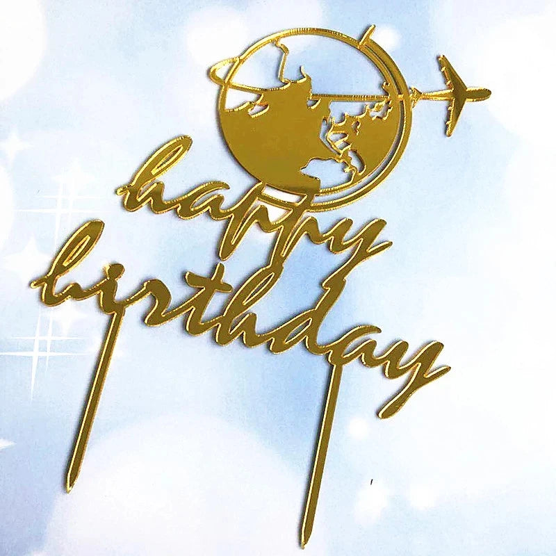 Cake Topper Doré Voyage