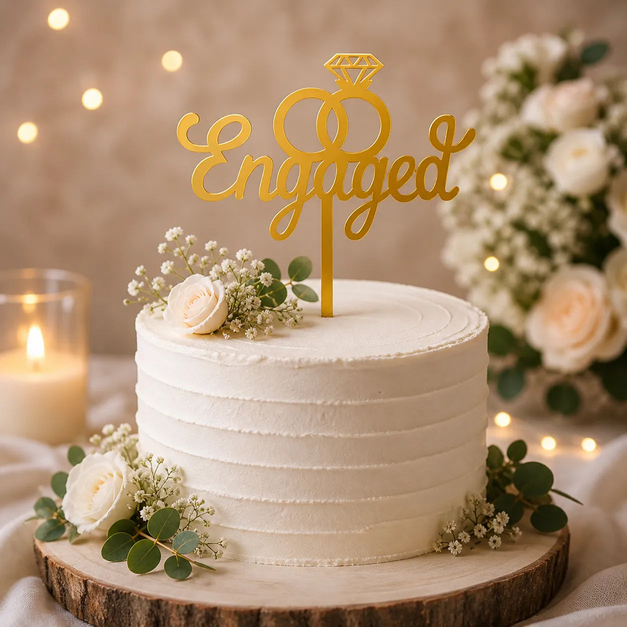 Cake Topper « Engaged » Unique