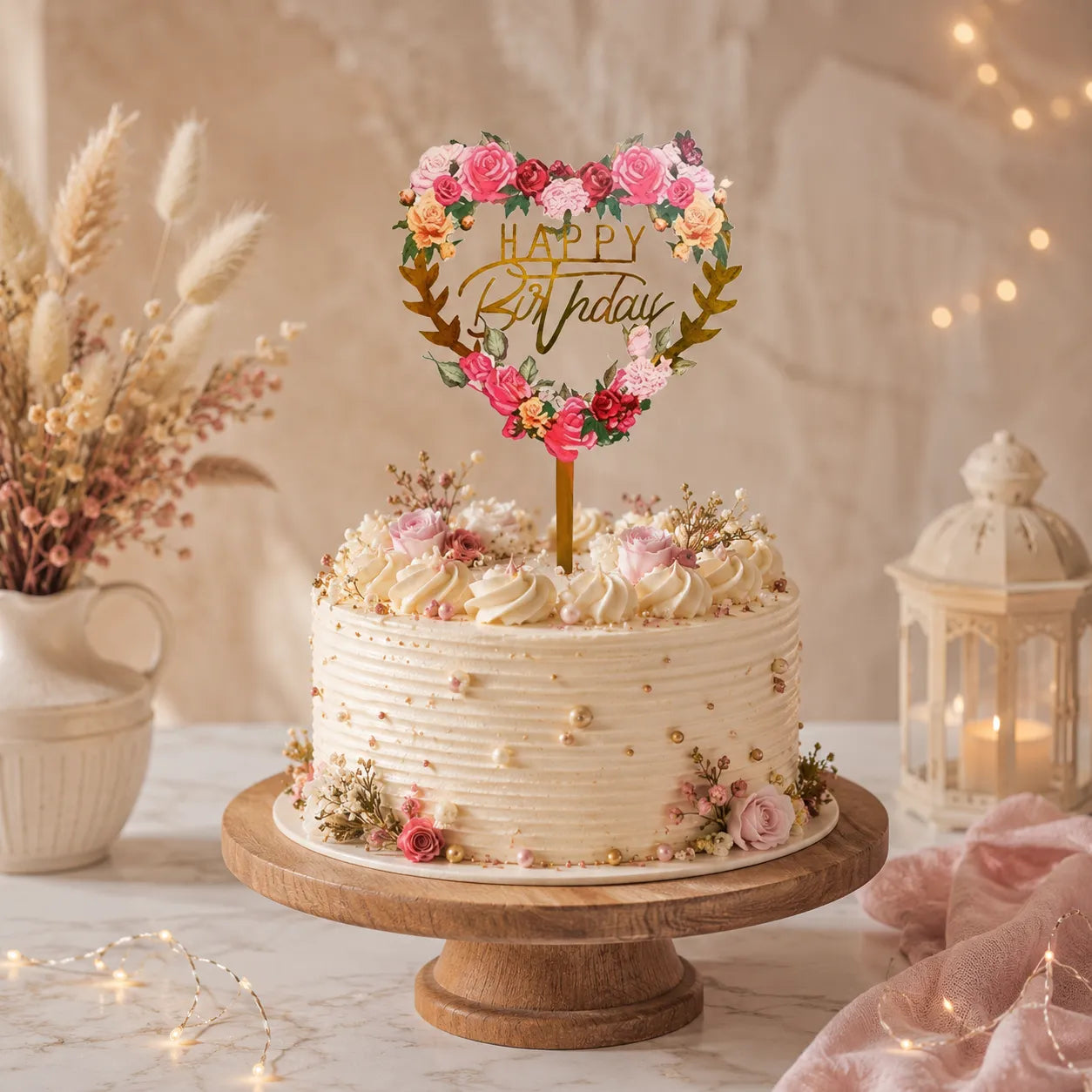 Cake Topper Happy Birthday Cœur