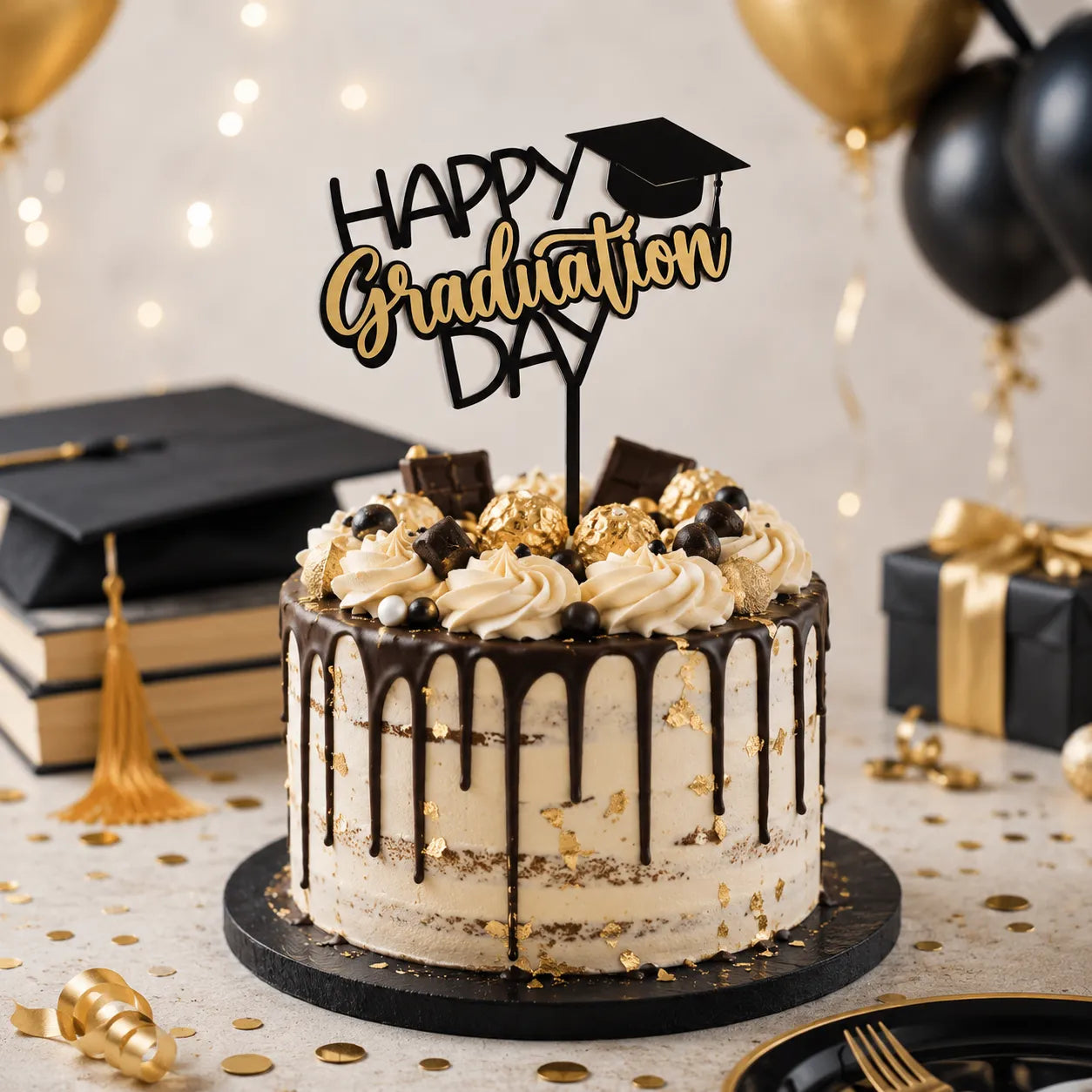 Cake Topper Happy Graduation Chic