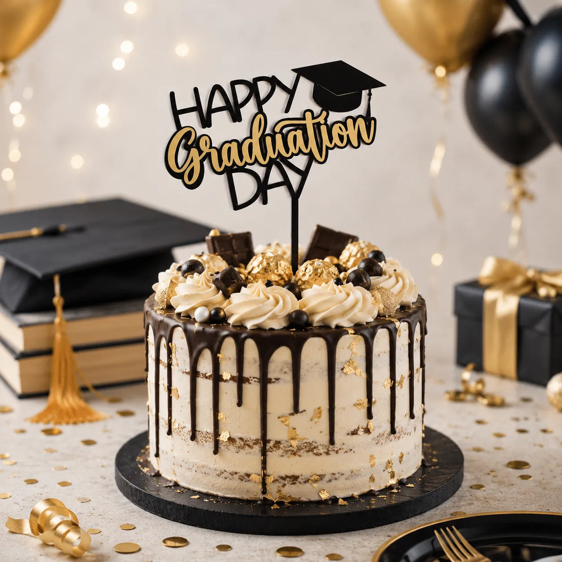 Cake Topper Happy Graduation Chic