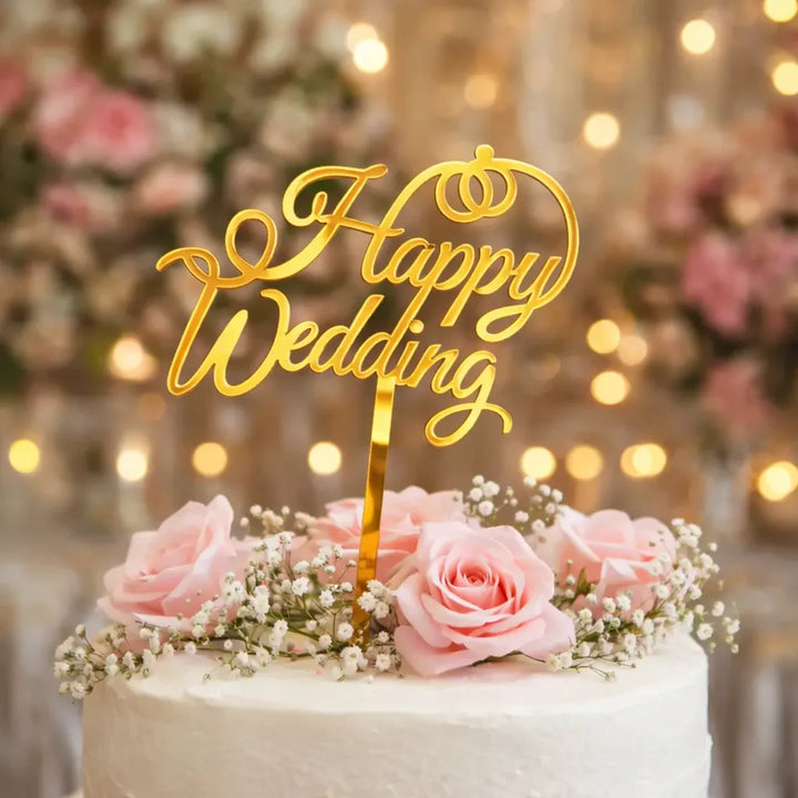 Cake Topper Happy Wedding